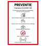 COVID 19 preventiesticker - A4 (rood-wit)